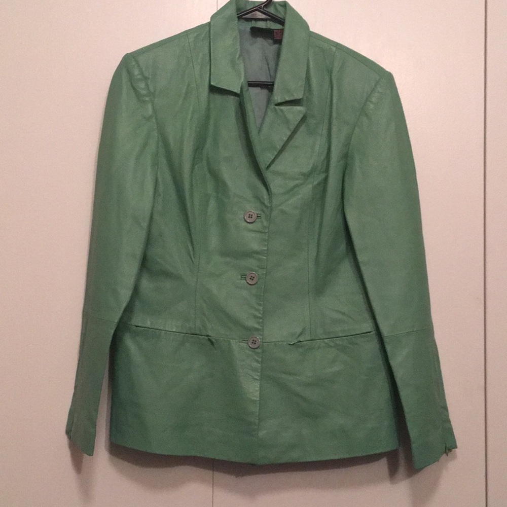 Sea foam green leather Jacket